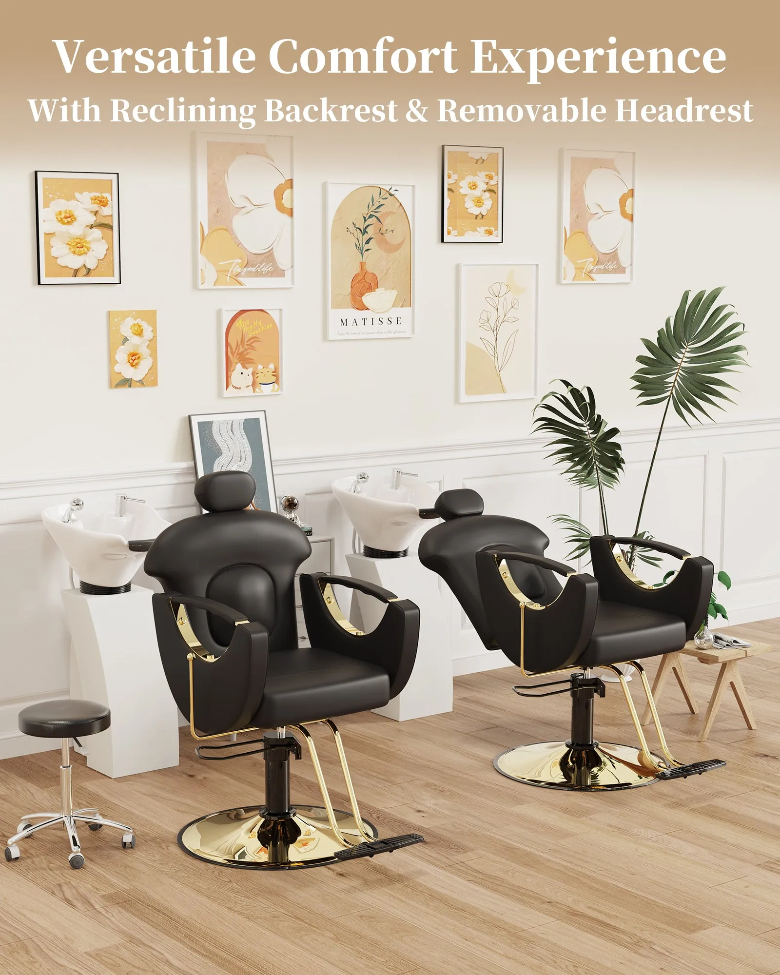Gold Reclining Salon Chair BS-92-OE