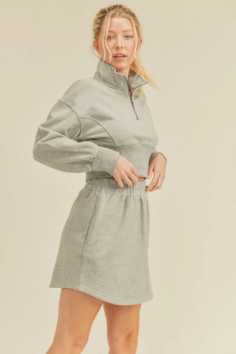 Half-Zip Collar Crop Sweatshirt