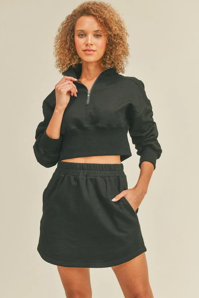 Half-Zip Collar Crop Sweatshirt
