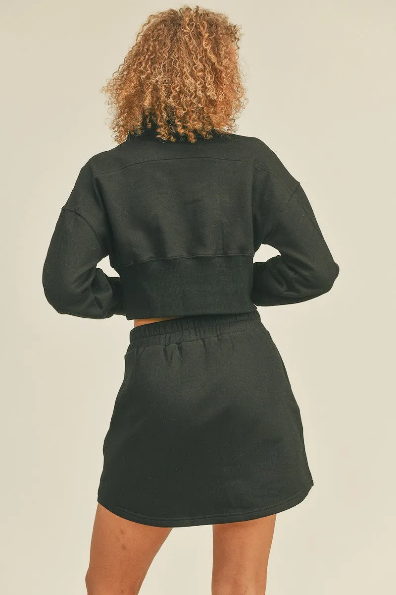 Half-Zip Collar Crop Sweatshirt