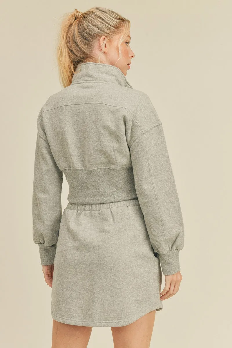 Half-Zip Collar Crop Sweatshirt