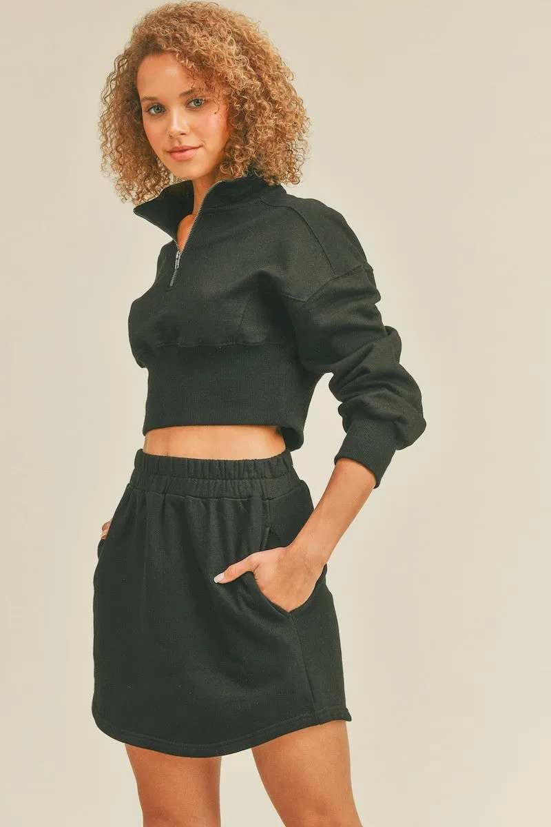 Half-Zip Collar Crop Sweatshirt