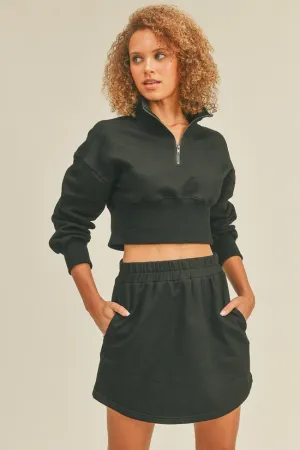 Half-Zip Collar Crop Sweatshirt