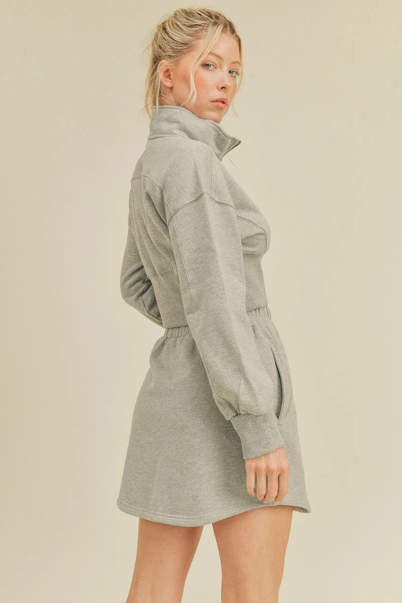 Half-Zip Collar Crop Sweatshirt