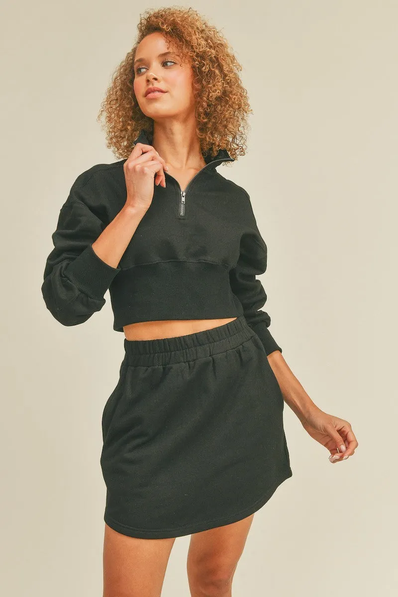 Half-Zip Collar Crop Sweatshirt