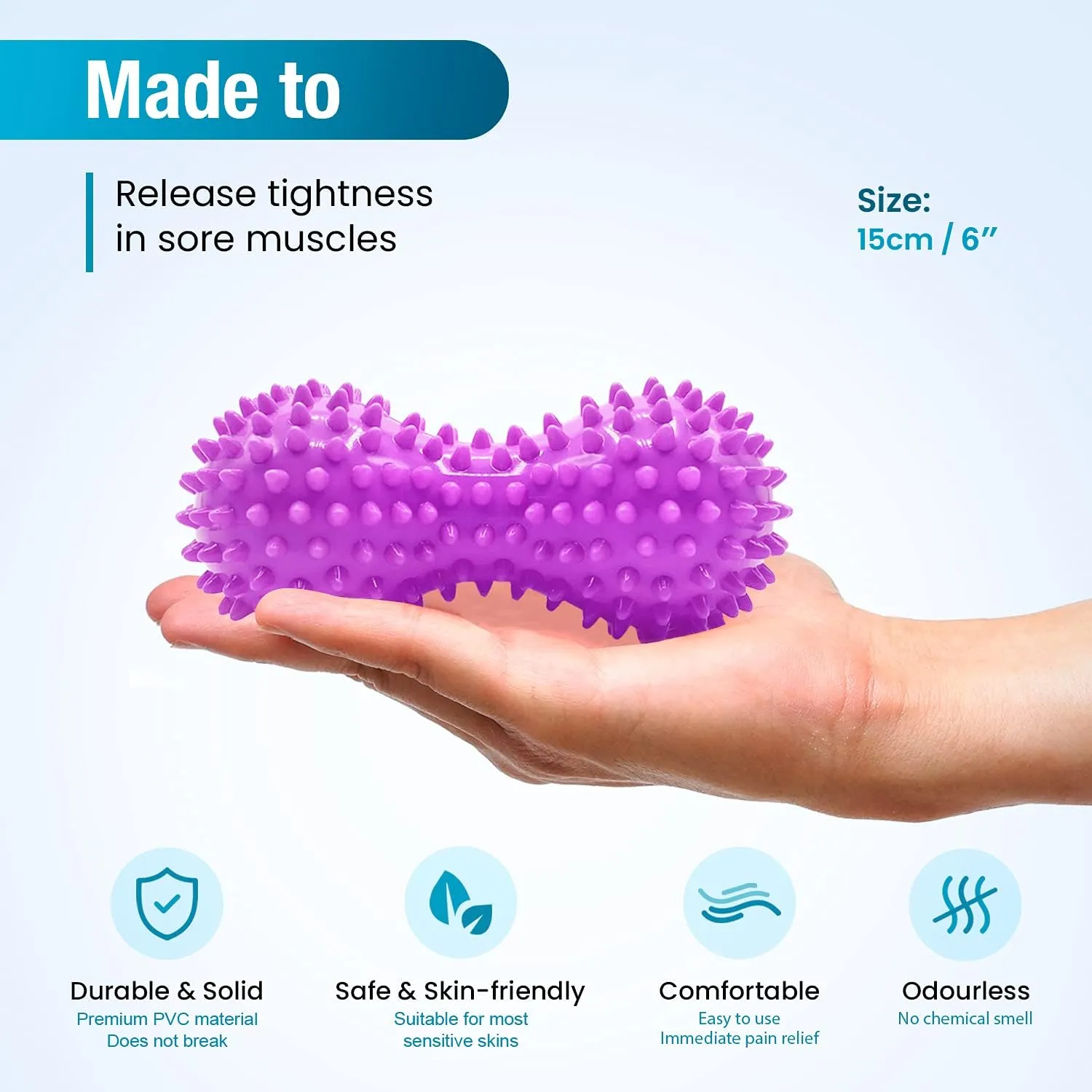 Hard Spiky Massage Ball Roller Set - Purple