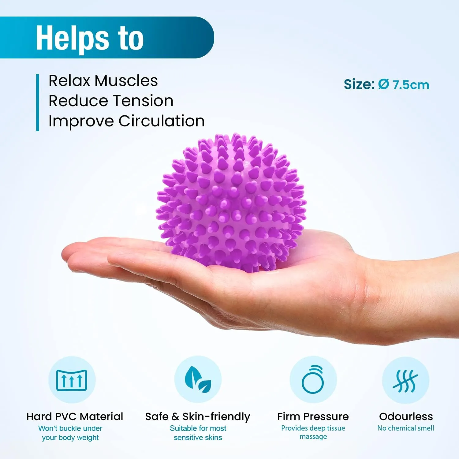 Hard Spiky Massage Ball Roller Set - Purple