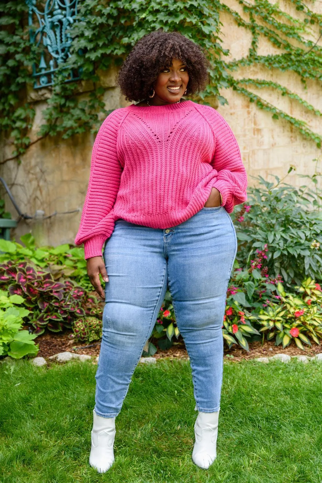 Hazel Blues® | Claim The Stage Knit Sweater In Hot Pink