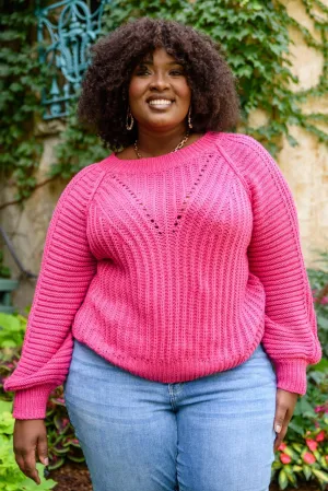 Hazel Blues® | Claim The Stage Knit Sweater In Hot Pink