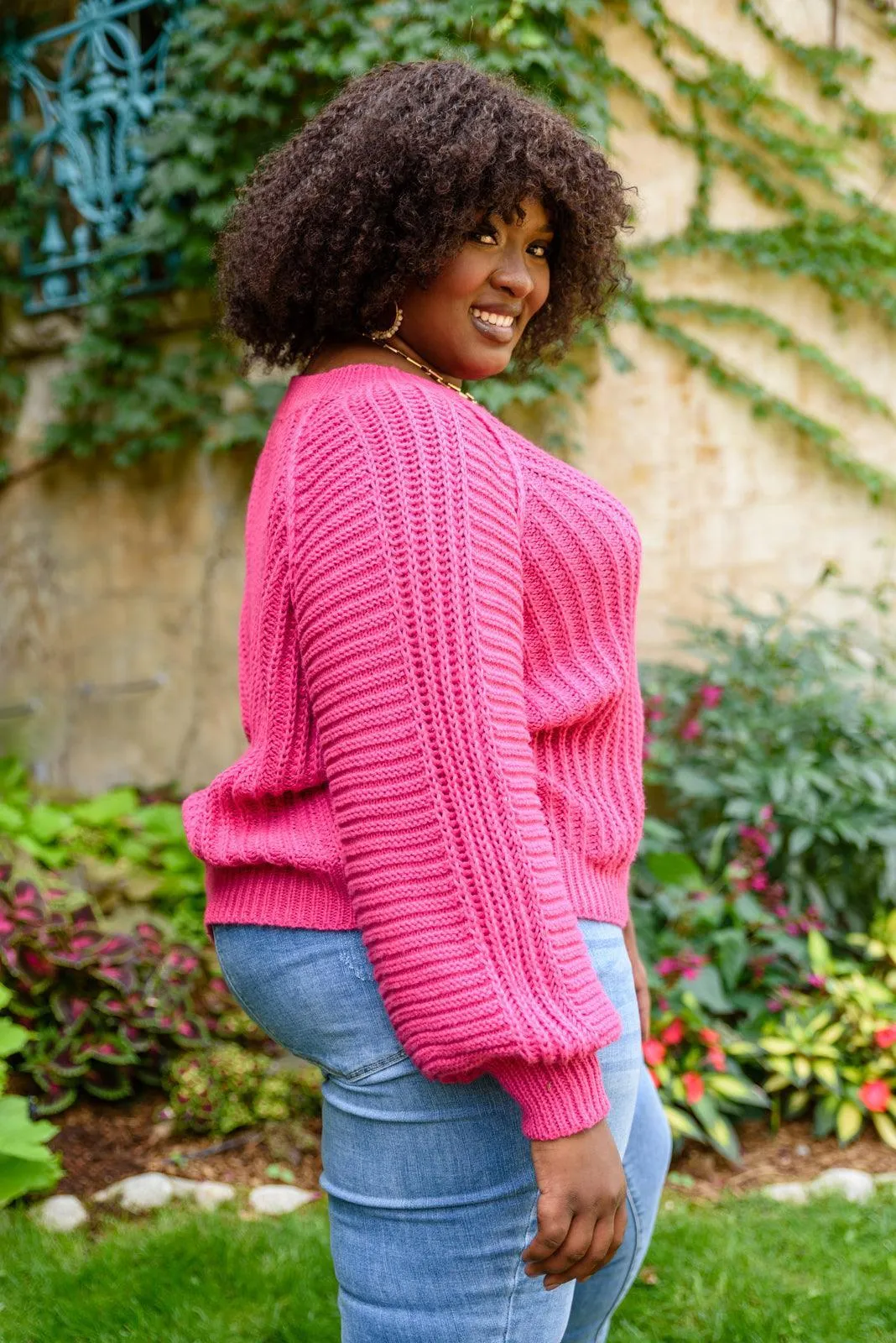 Hazel Blues® | Claim The Stage Knit Sweater In Hot Pink