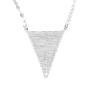 Hepsiba Long Woven Silver Shield Necklace with Disc Chain