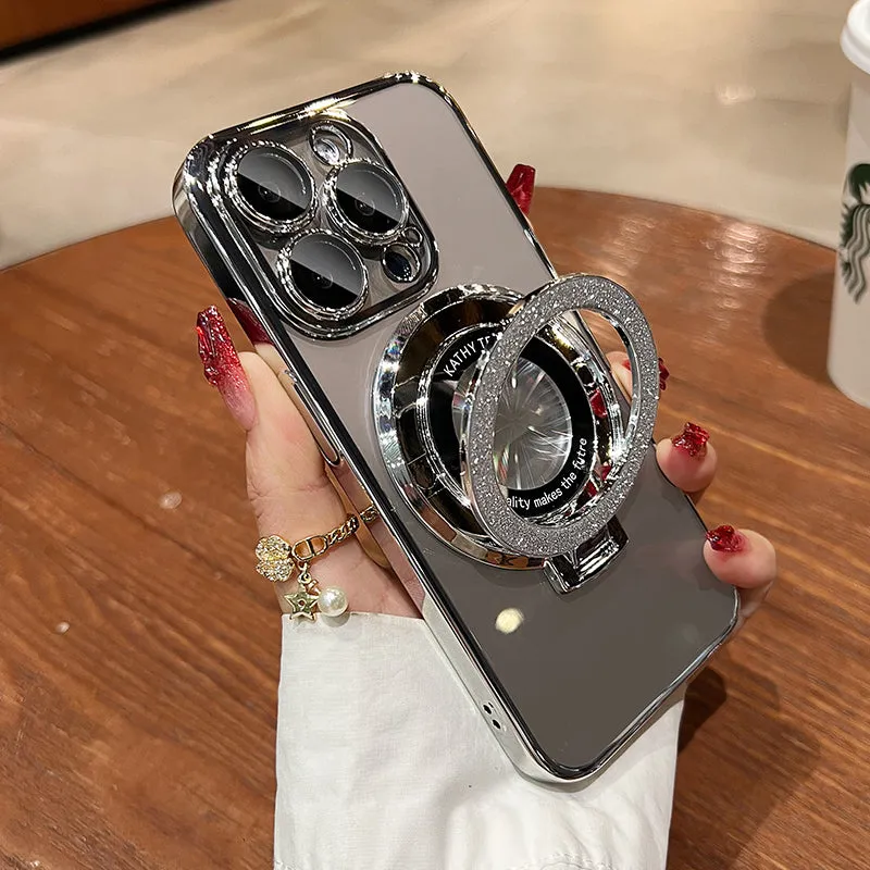 iPhone Case with Glitter Card Megnetic Holder