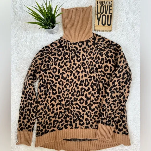 J. Crew Leopard Print Turtleneck Sweater - Supersoft and LIKE NEW!