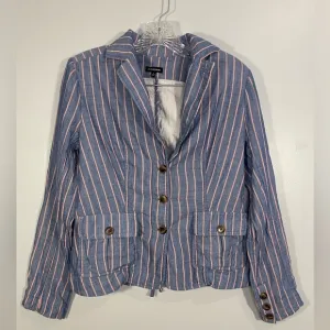 J. Peterman English Walking Blazer Striped Jacket Cotton Women's Size 2 EUC