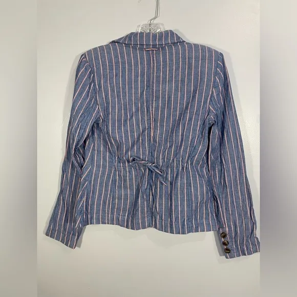 J. Peterman English Walking Blazer Striped Jacket Cotton Women's Size 2 EUC