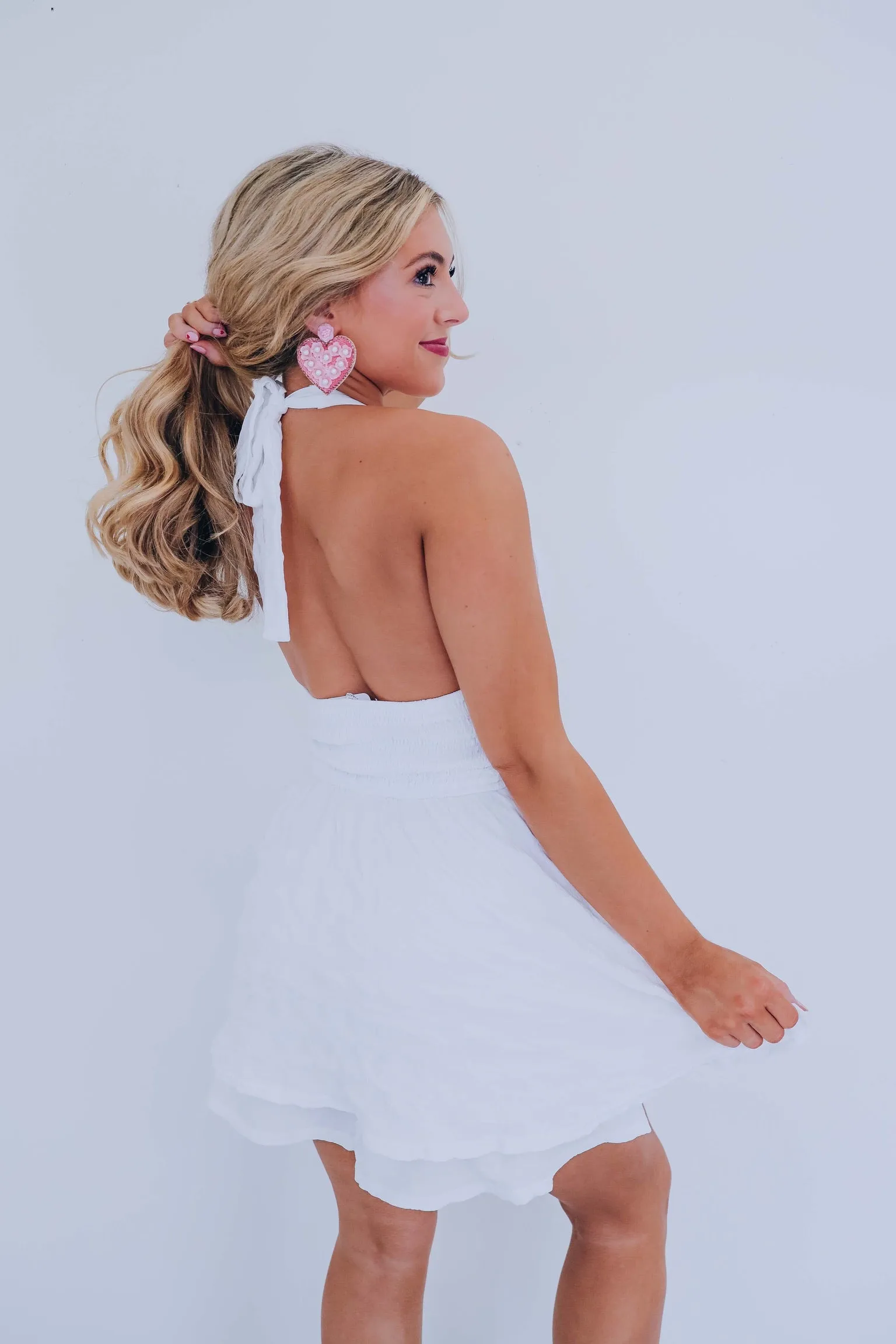 Jessica Jacquard Halter Romper - White