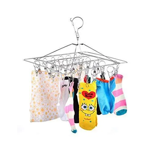 Jofeel Thicker Folding Stainless Steel Clothes Socks Underwear Dring Racks Metal Windproof Drying Racks Hanger