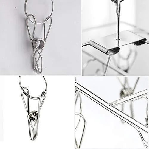 Jofeel Thicker Folding Stainless Steel Clothes Socks Underwear Dring Racks Metal Windproof Drying Racks Hanger