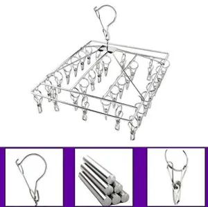 Jofeel Thicker Folding Stainless Steel Clothes Socks Underwear Dring Racks Metal Windproof Drying Racks Hanger
