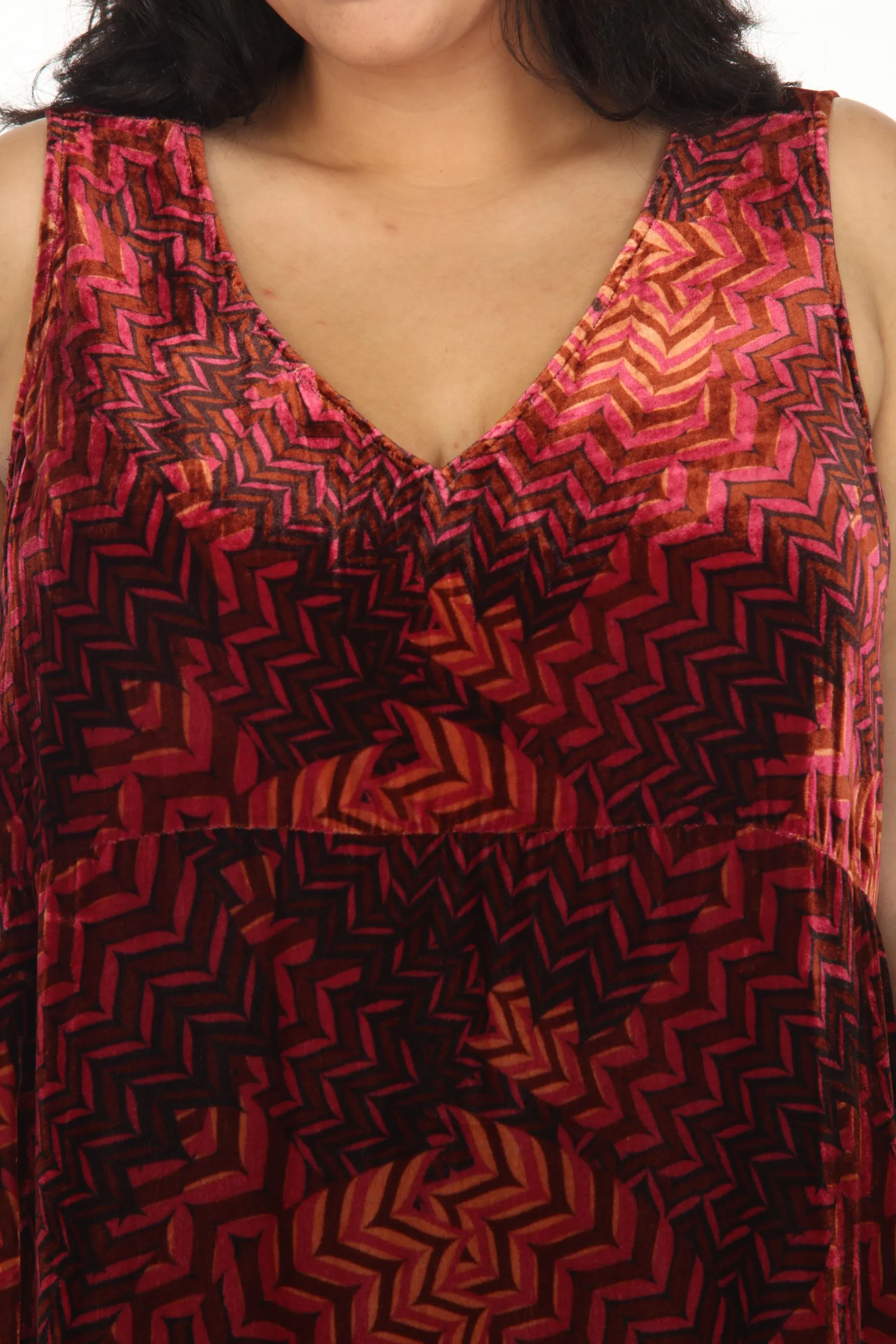 Johnny Was JWLA Belle Velvet Geometric Sleeveless Tank Dress Plus Size J36622
