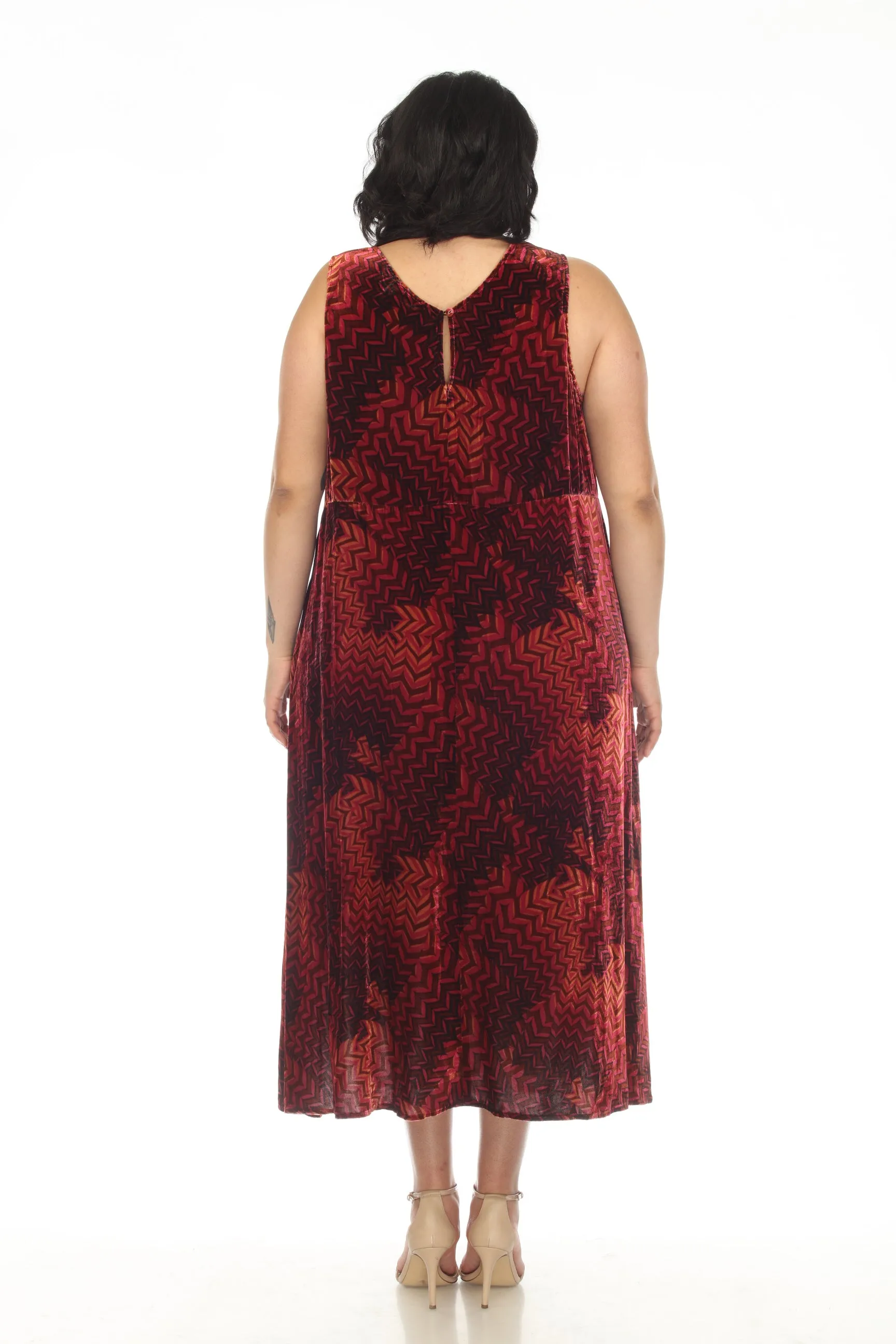 Johnny Was JWLA Belle Velvet Geometric Sleeveless Tank Dress Plus Size J36622
