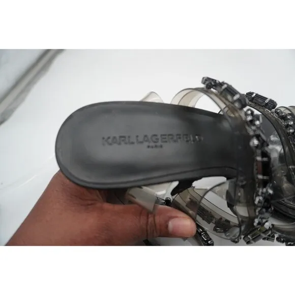 Karl Lagerfeld Paris Bristol Embellished slingback Caged Heels Size 8.5M