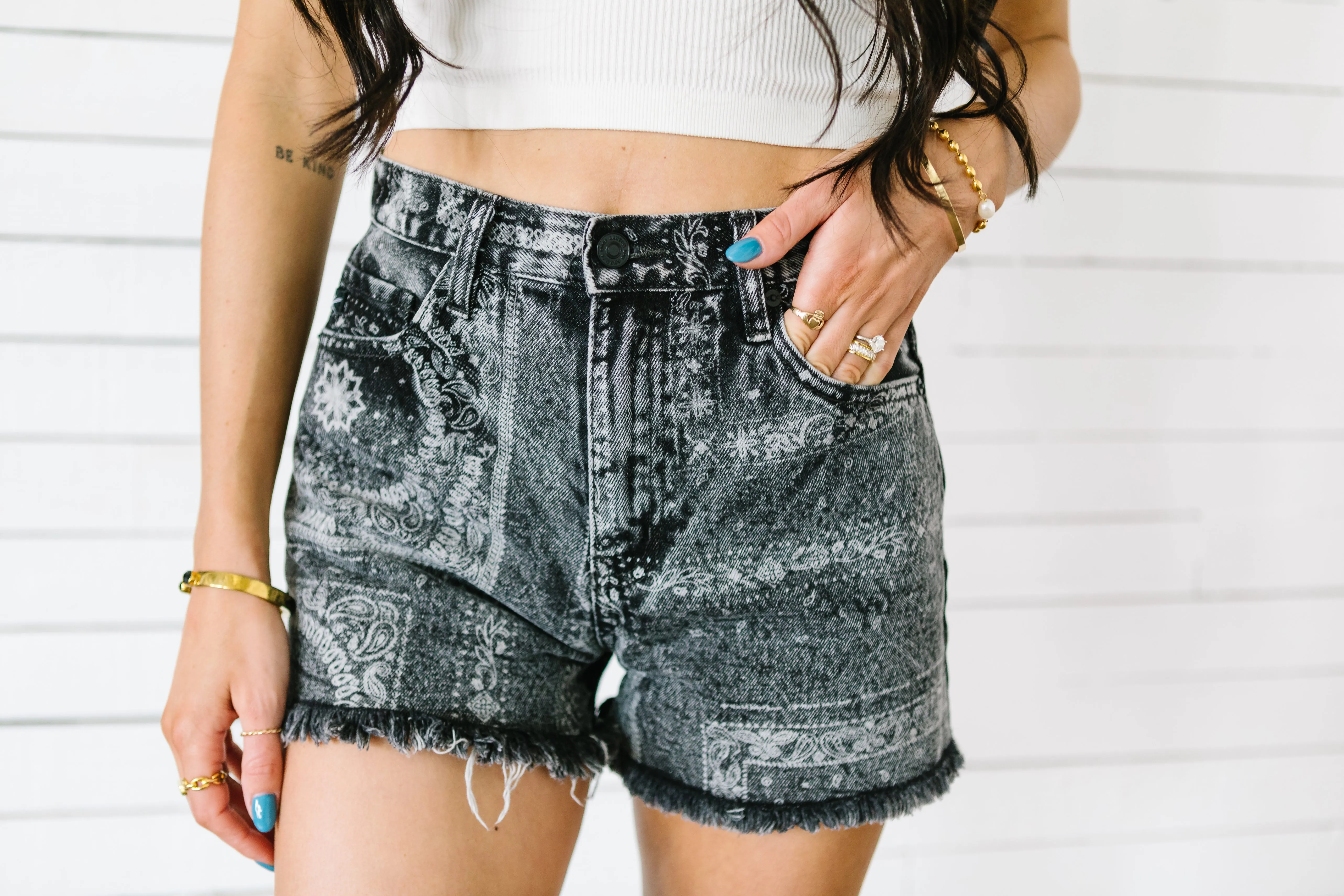 Karma Printed Shorts by Kancan // Black Wash