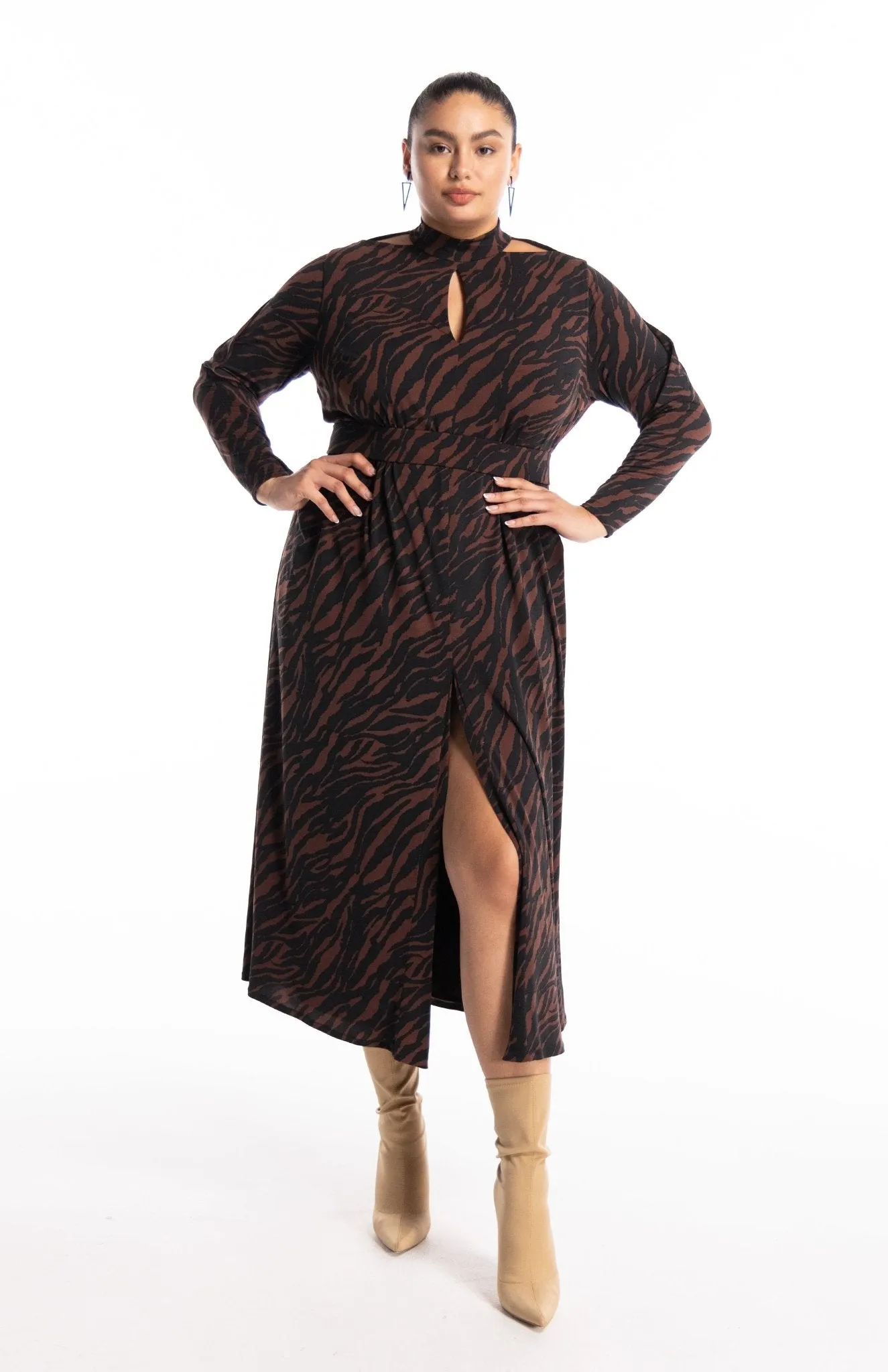 Kriti Cocoa | Modern Chic: Draped Knit Dress