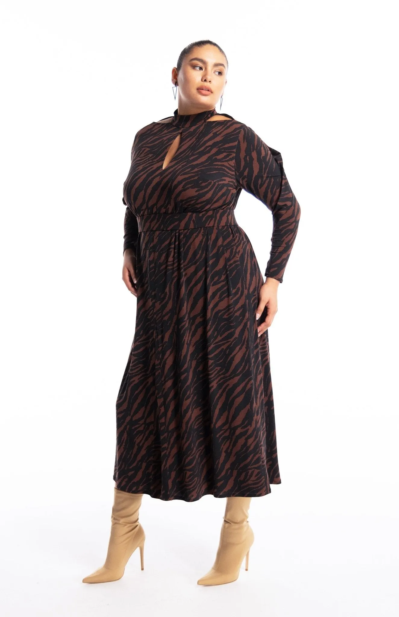 Kriti Cocoa | Modern Chic: Draped Knit Dress