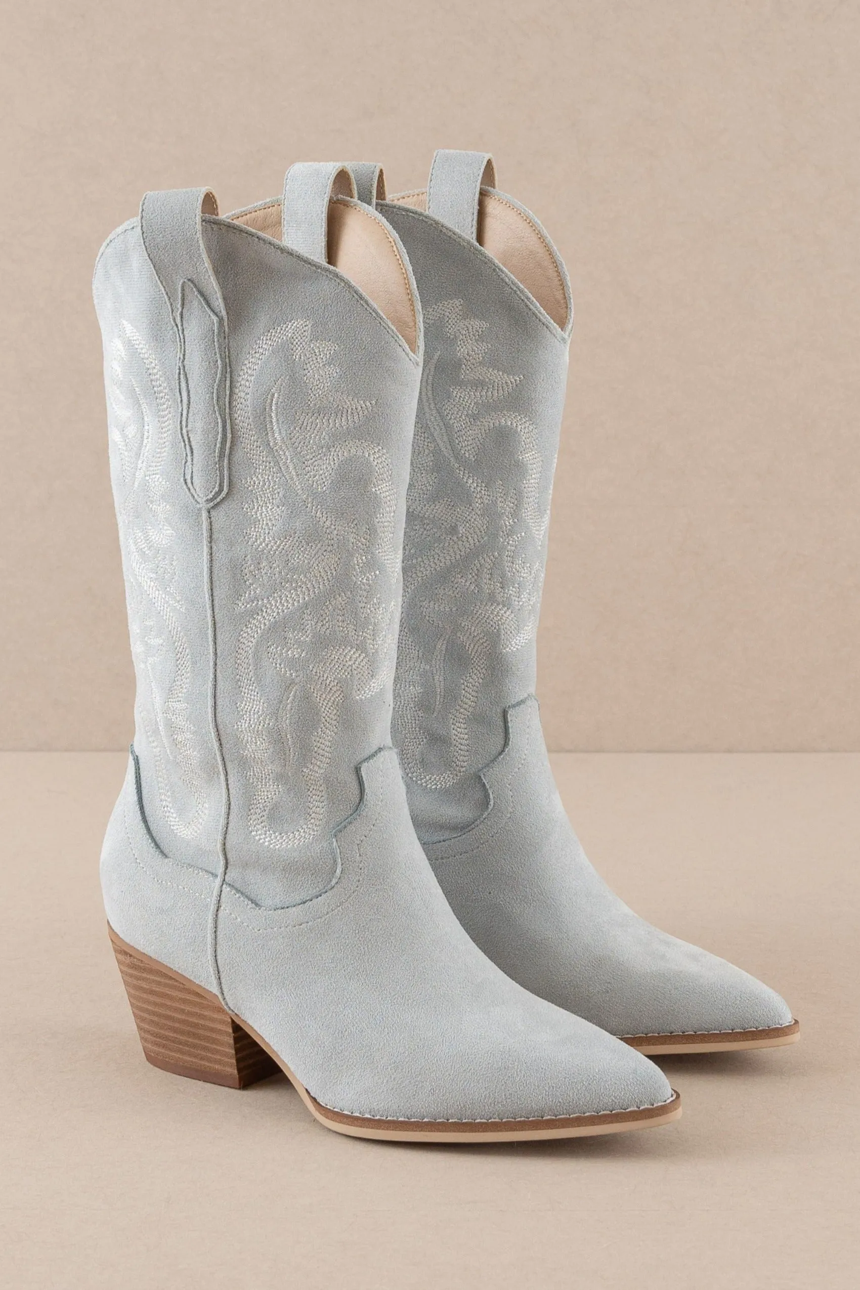 Lainey Western Embroidered Boot - Blue Suede - restock!