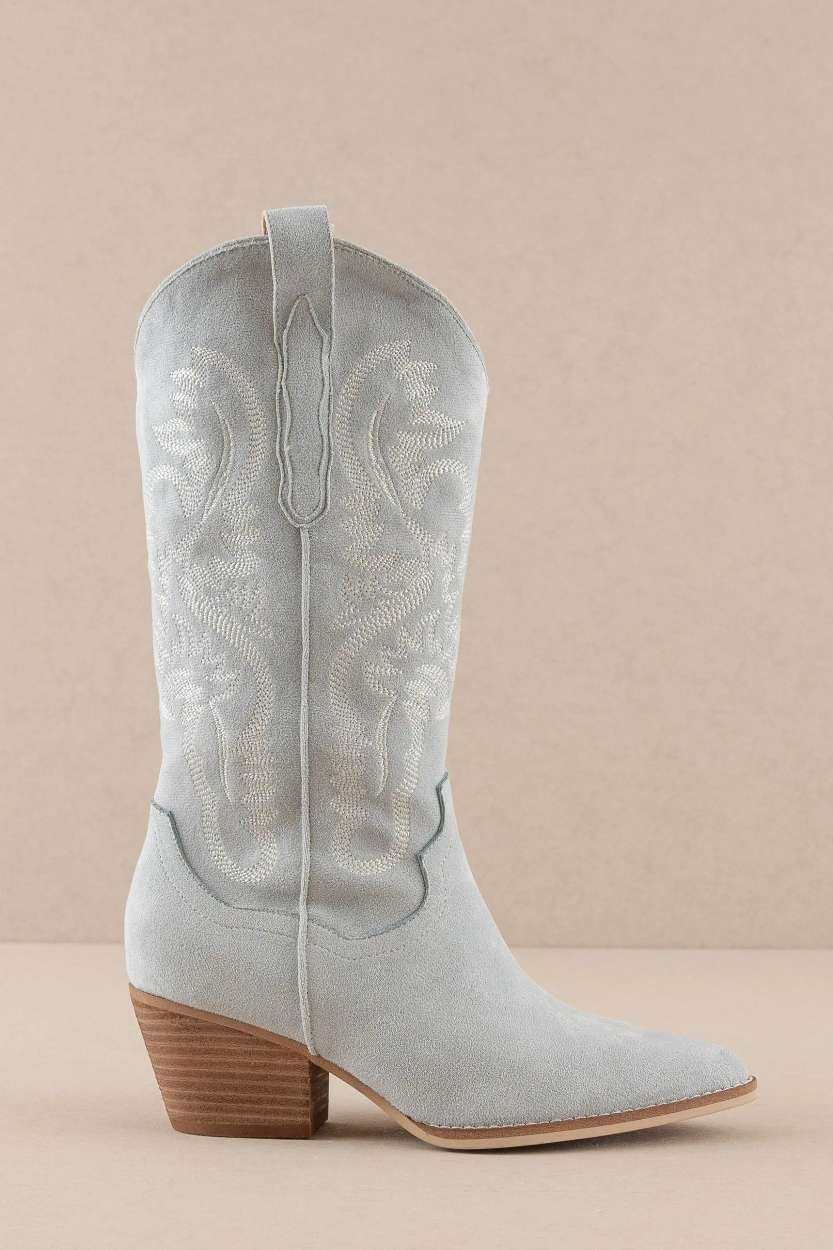 Lainey Western Embroidered Boot - Blue Suede - restock!