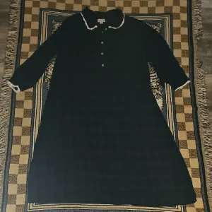 Lanz Of Salzburg Plaid Long Sleeve Dress with White Trim Cotton Pockets