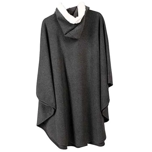Le Moda Women’s Hooded Cape with White Faux Fur Trim