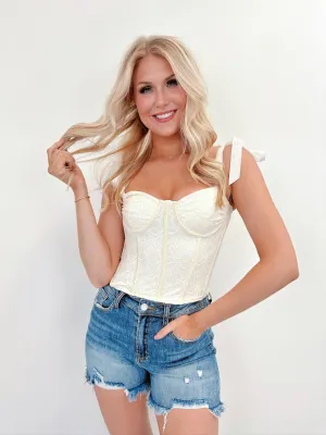 Lily Lace Satin Tie Corset Top