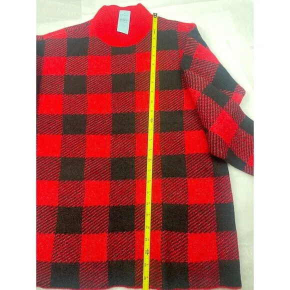 LOFT Petite Buffalo Plaid Mock Neck Tunic Sweater M