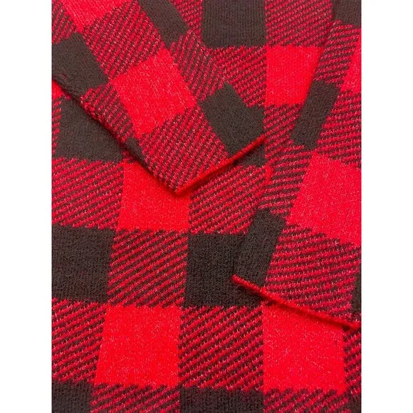 LOFT Petite Buffalo Plaid Mock Neck Tunic Sweater M