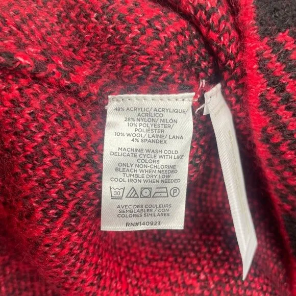 LOFT Petite Buffalo Plaid Mock Neck Tunic Sweater M