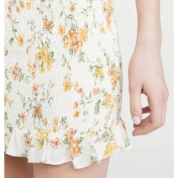 Lost   Wander Big Escape Floral Minidress Smocked Short Puff Sleeve