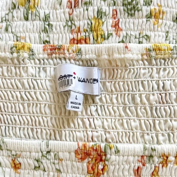 Lost   Wander Big Escape Floral Minidress Smocked Short Puff Sleeve