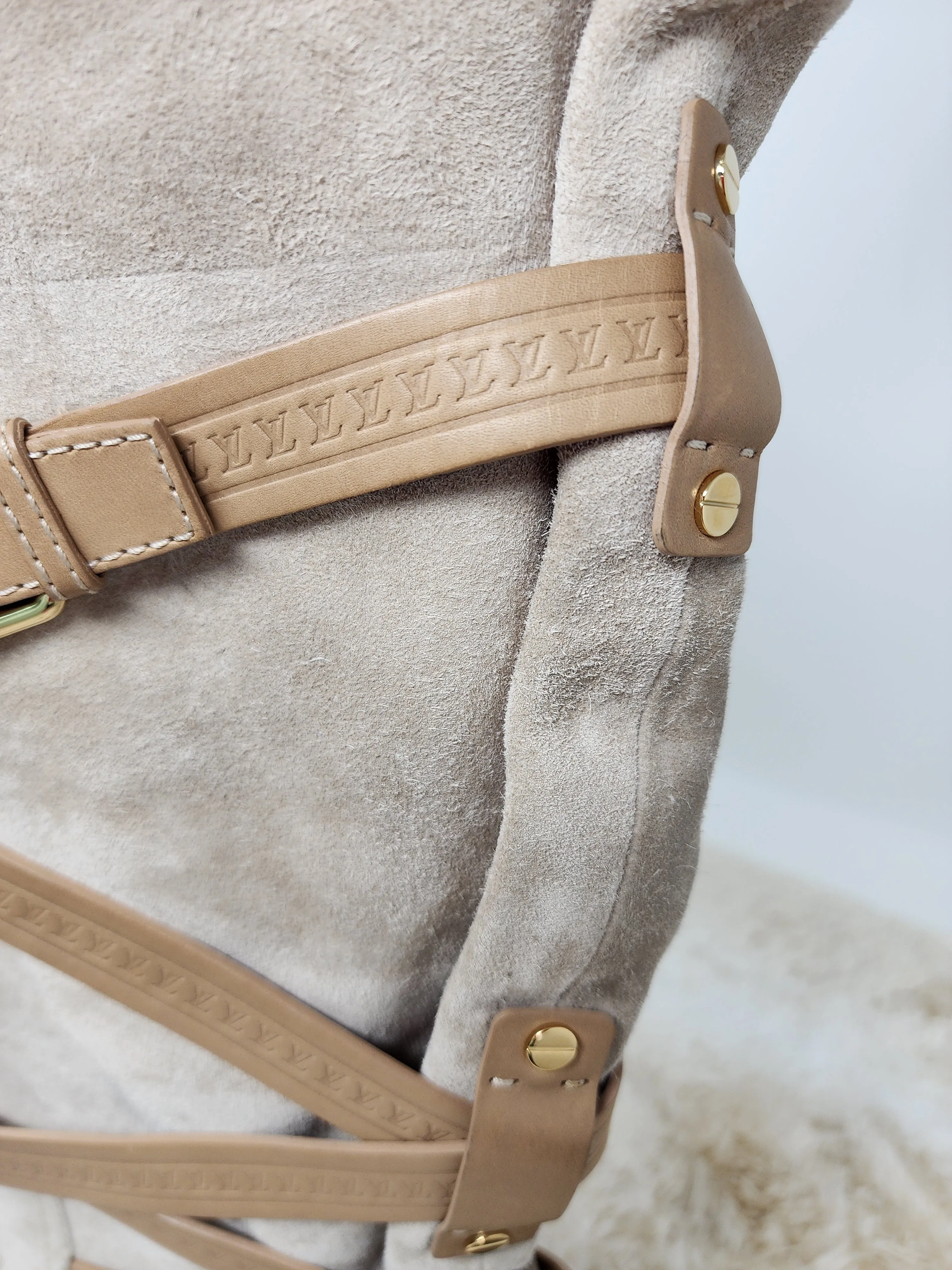 LOUIS VUITTON BEIGE SUEDE CRISS CROSS BUCKLE BOOTS - 39