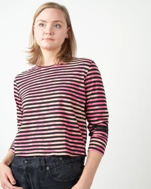 l/s babe tee - pink stripe tie dye