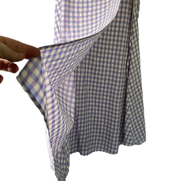 L*Space Anza Gingham Wrap Tie Maxi Midi Skirt or Coverup A-Line Cotton Blend