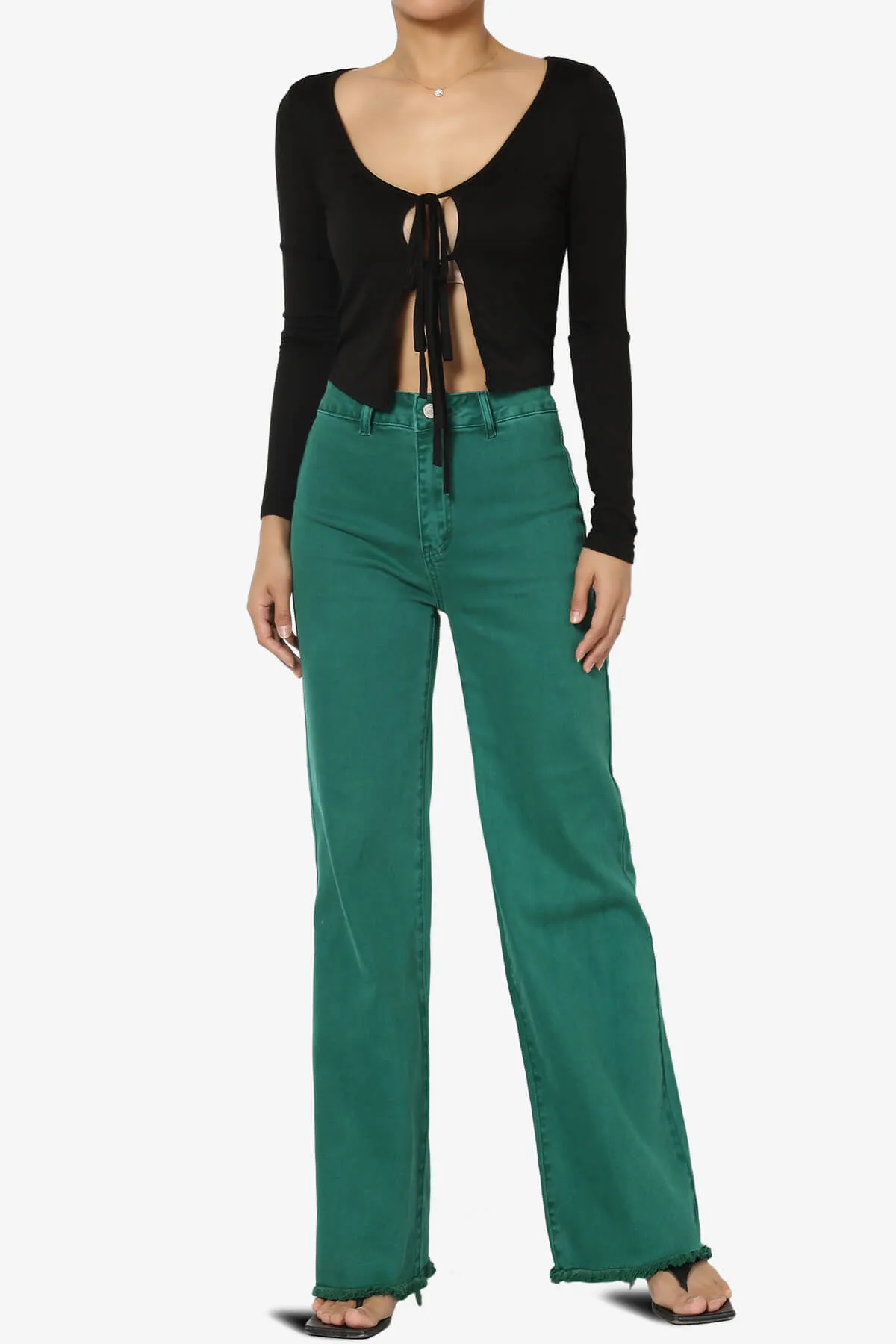 Lynley Tie Front Long Sleeve Crop Cardigan