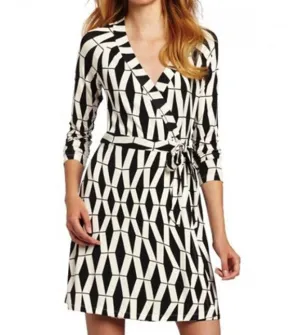 Marie Black And White Wrap Dress