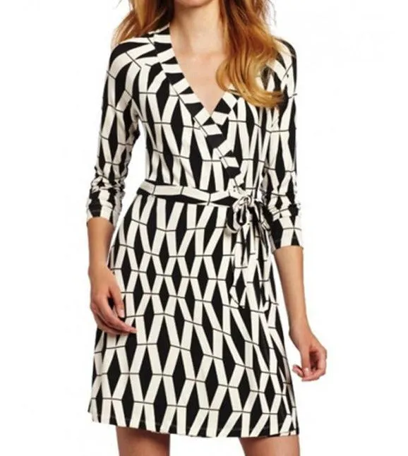 Marie Black And White Wrap Dress