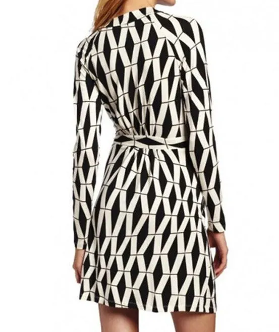Marie Black And White Wrap Dress