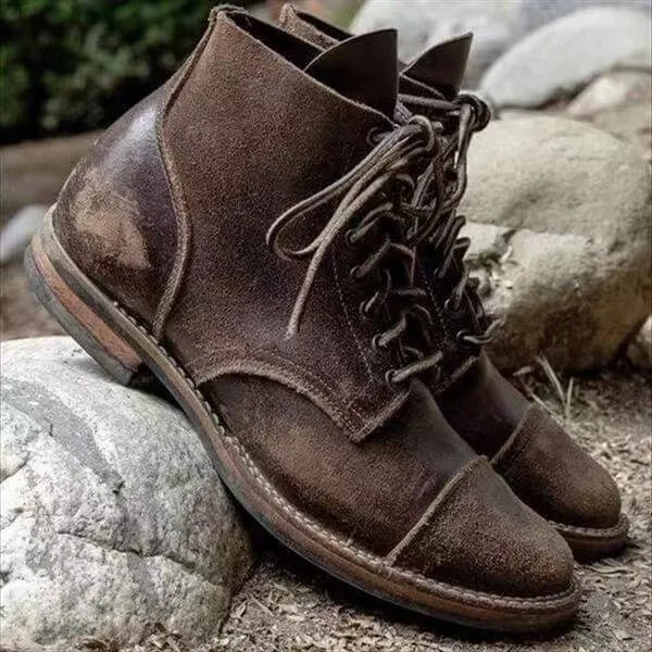 Men's Casual Vegan Leather Lace-Up Boots | Ideal for All Seasons