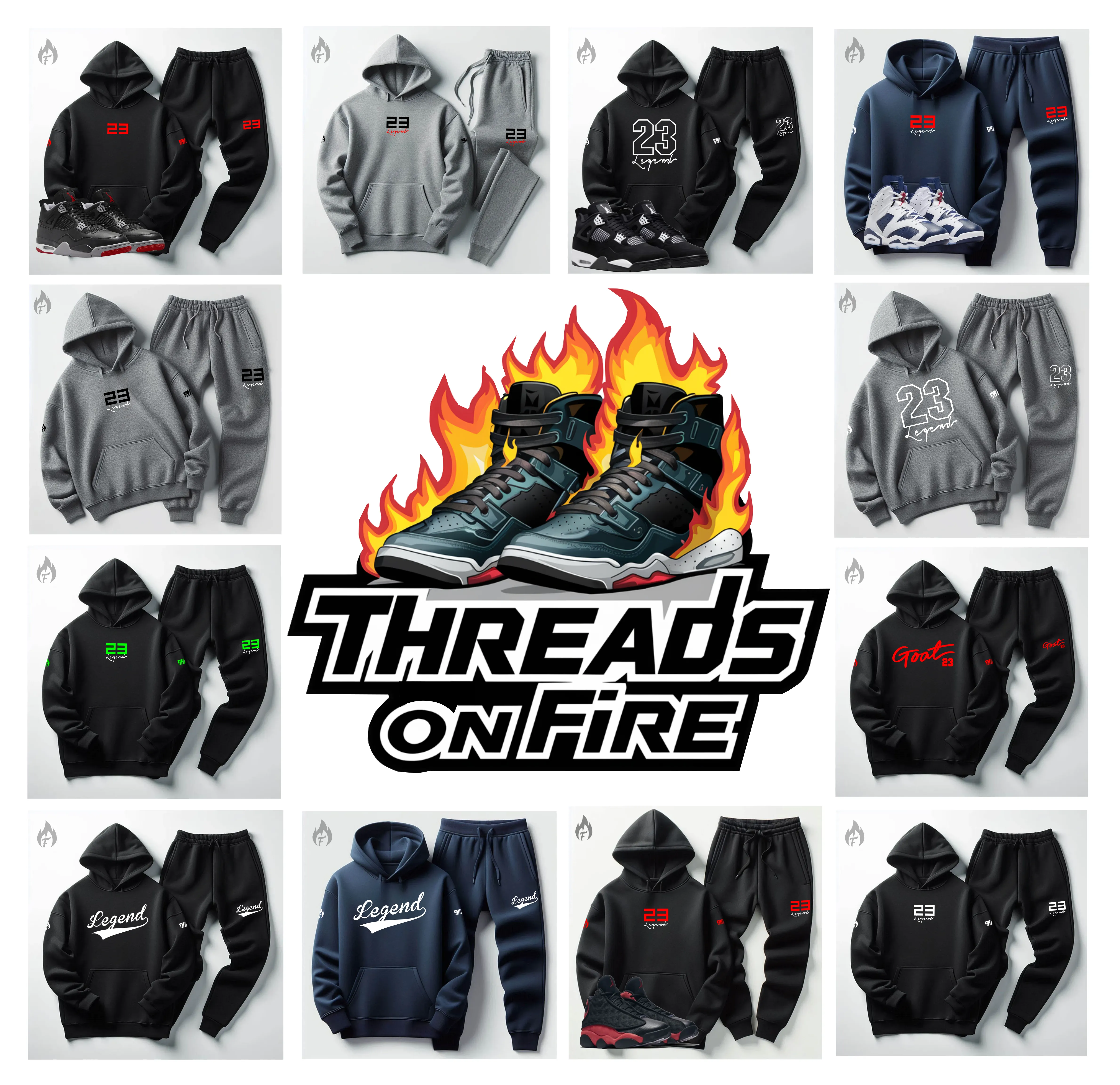 Men's Navy Blue Sweatsuit Hoodie Joggers Set To Match Air Jordan 11 White Blue Tracksuit