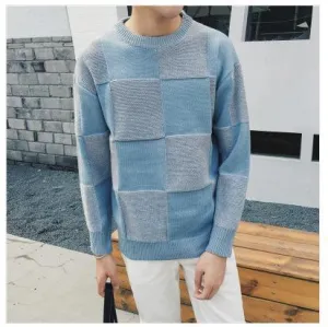 Men's Plaid Sweater Autumn Fashion Pullover
