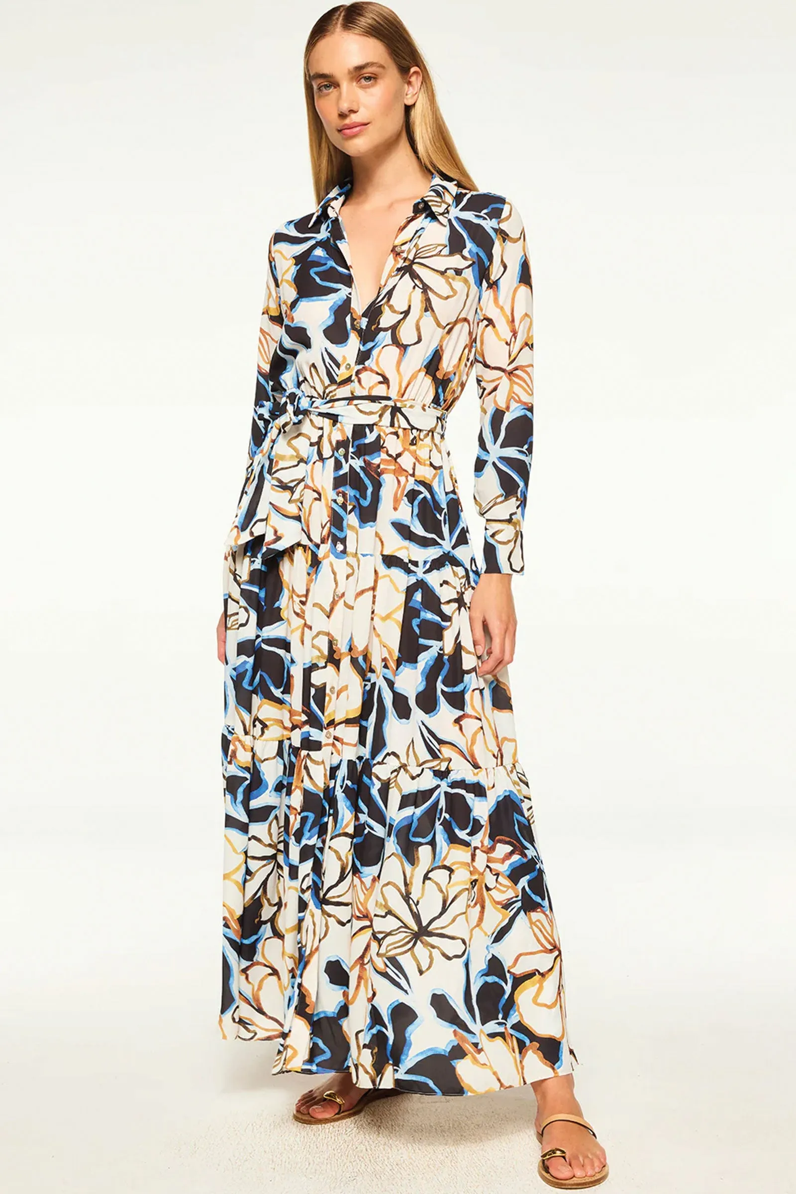 Misa Alberta Dress in Bold Blooms Crepe